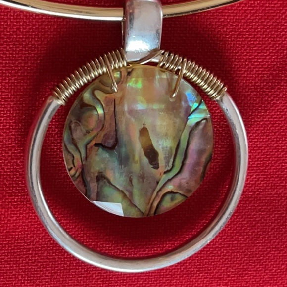 ROBERT LEE MORRIS GOLD SILVER TONE ABALONE WIRE CHOKER NECKLACE NWT - Picture 14 of 15